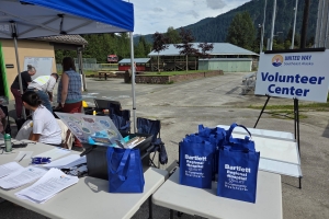 Volunteer Center set up at Melvin Park in Juneau after flooding